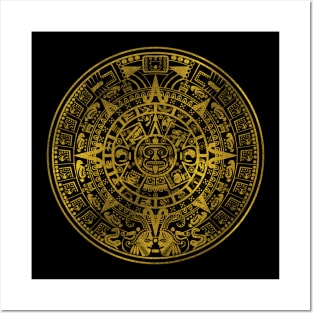 Gold  Aztec Inca Mayan Calendar Posters and Art